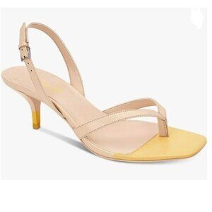 FOWT Slingback Thong with Buckle Flip-Flop Square Toe Kitten Heel Dress Sandals